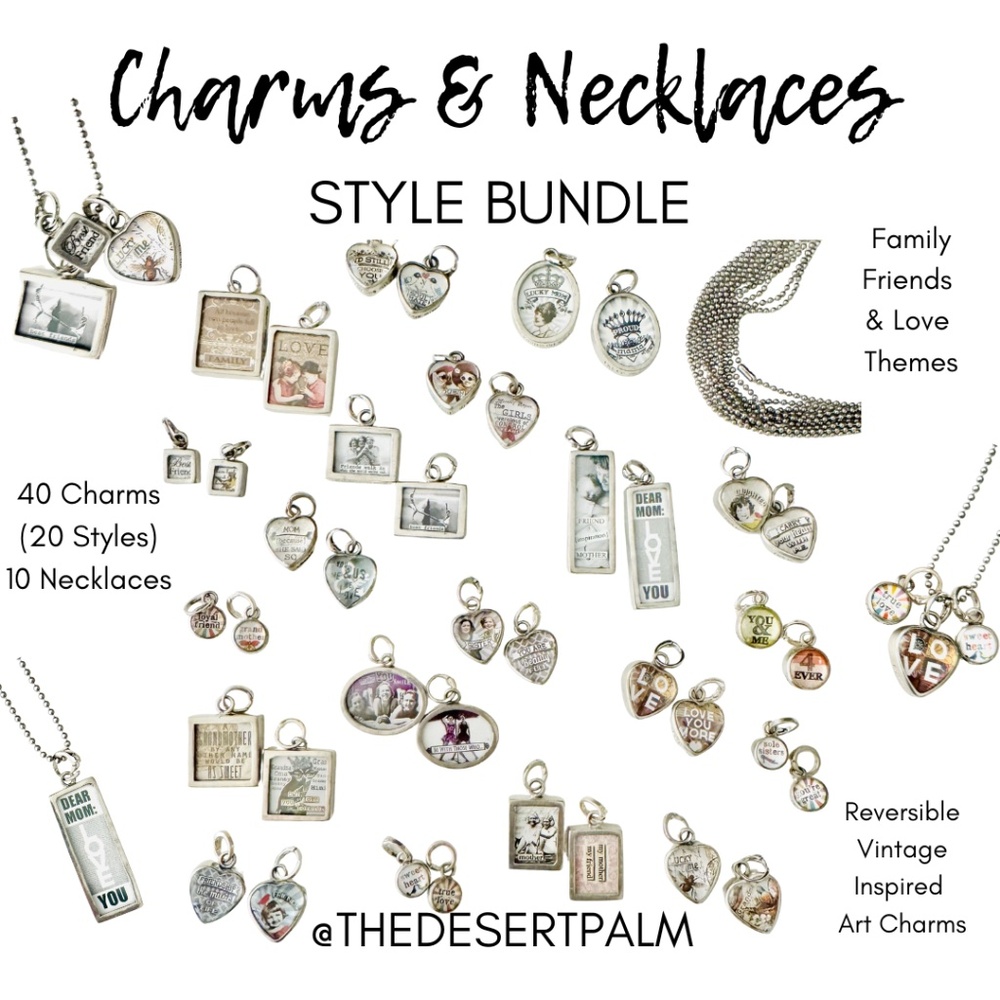 Vintage Charm Necklace Bundle ✨ | 40 Charms + 10 Necklaces | Love Family Theme